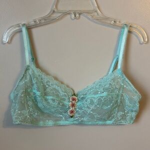 Gap Body Floral Lace Bralette Adjustable Straps Mint Green Size Large